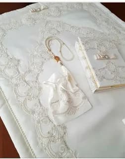 تصویر 3 از سجاده مخملی سفید + با دوخت عالی